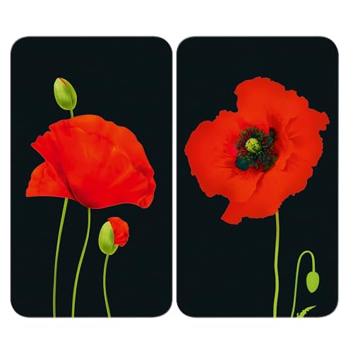 WENKO Plaque de Recouvrement Universelle Mod. Coquelicot, réglable en hauteur pour tout type de cuisinière, planche à découper et protection anti-éclaboussures,...