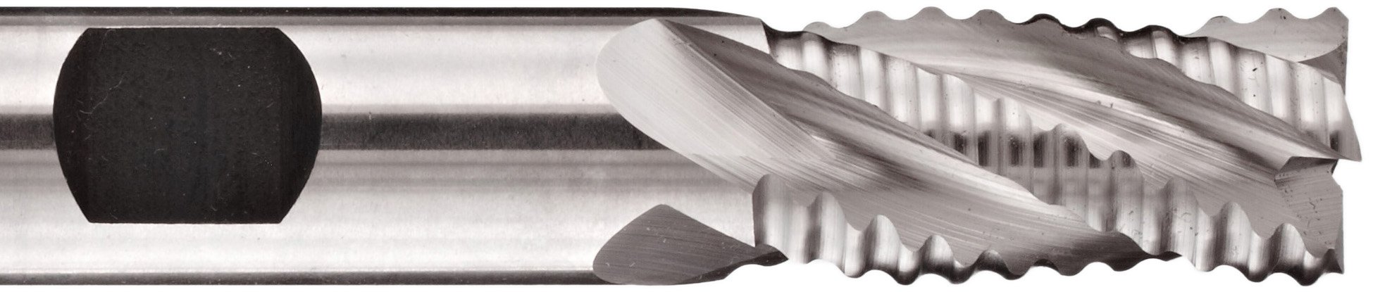 Melin Tool CCRPS Cobalt Steel Square Nose End Mill, Weldon Shank, Uncoated (Bright) Finish, Roughing Cut, 30 Deg Helix, 4 Flutes, 3