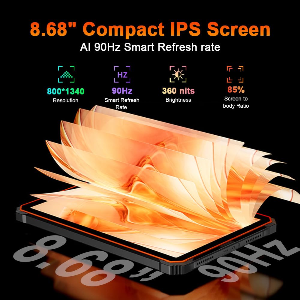 Blackview Active 5 Android 15 Rugged Tablet 8 inch, 24GB+128GB+2TB Tablet in Offerta, 6600mAh Rugged Smartphone, Altoparlanti 2W*2, IP68/69K Robusto Tablets, Dual SIM,4G LTE,5G WIFI,GPS,OTG,NFC, Nero