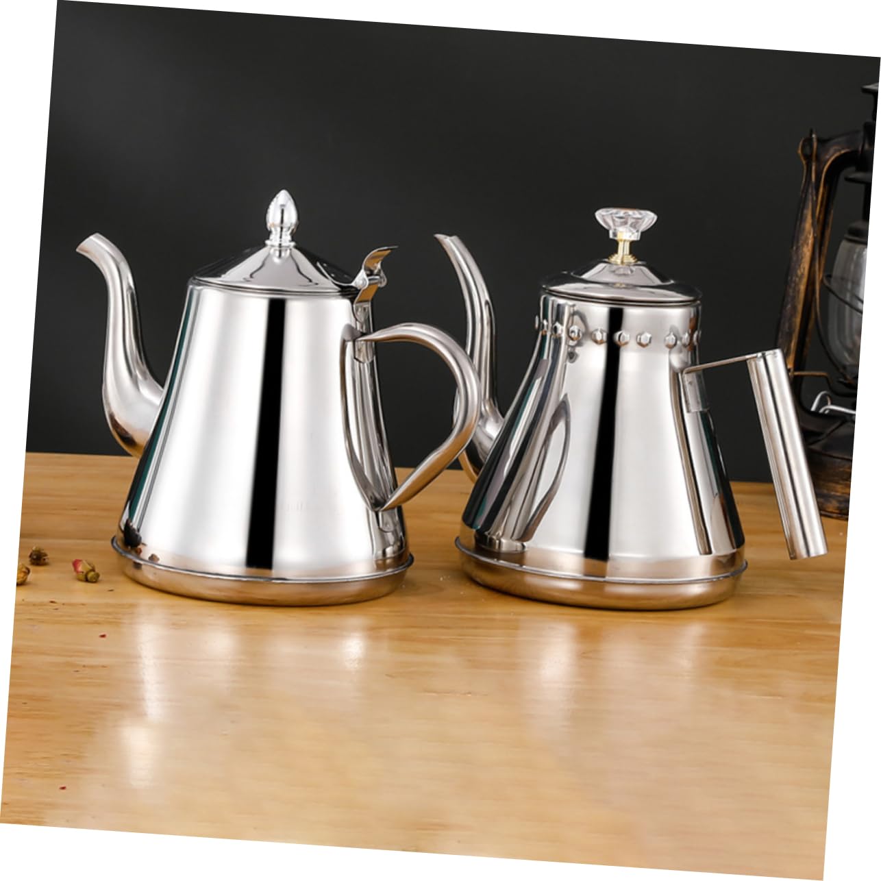 Schwanenhalskessel aus Edelstahl Kaffeekännchen mit Langem Ausguss Wasserkocher für Büro und Zuhause Teekanne mit Hitzebeständigem Griff Praktisches Kaffeezubehör