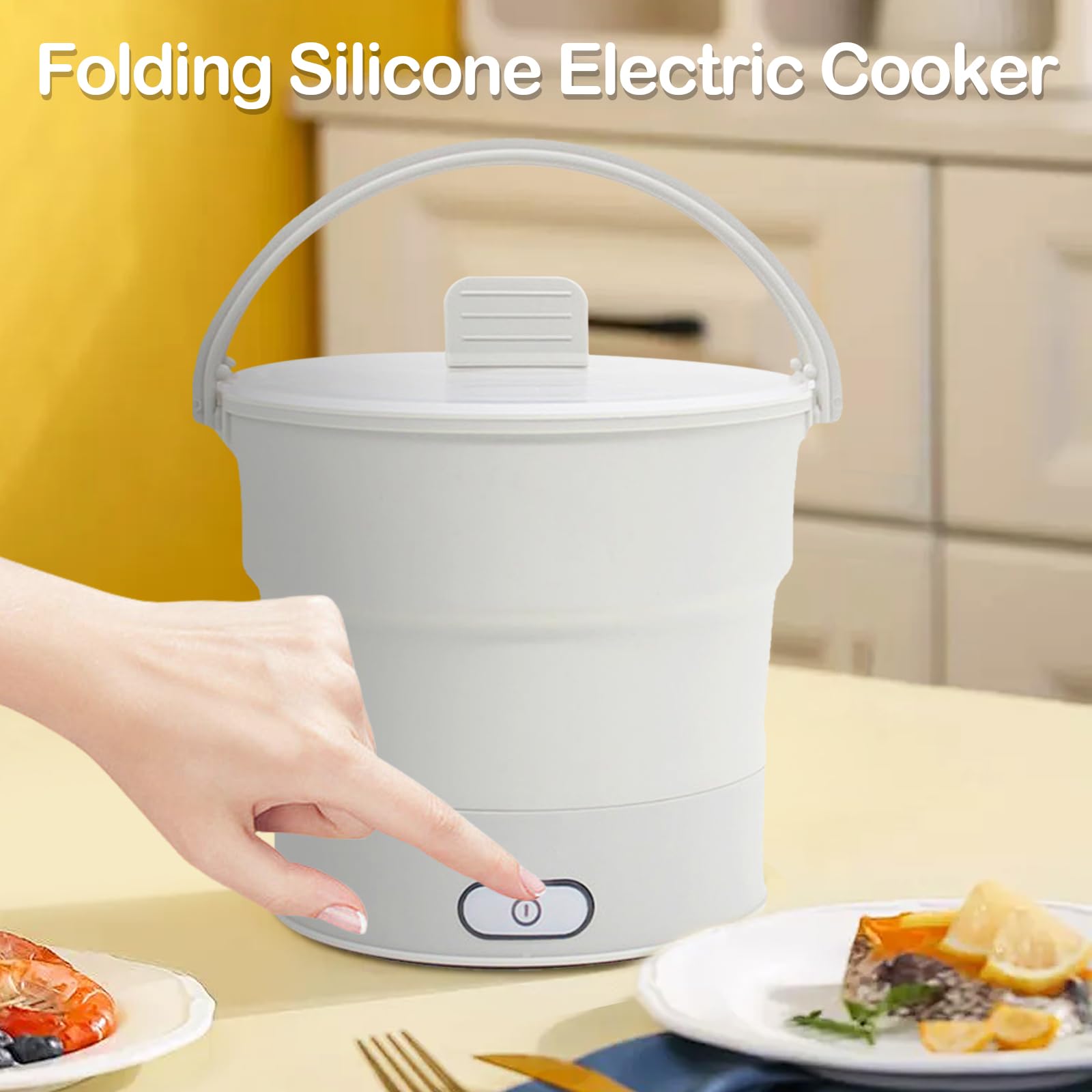 Elektrischer Hot Pot Faltbar, Faltbarer Elektrischer Reisekocher 1L 700W Multifunktionaler Elektrischer Kocher mit Dampf Eintopf Faltbarer Reisewasserkocher Edelstahlboden für Camping Wohnheim