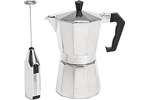 6-Cup Electric Espresso Maker Gift Set with Handheld Milk Frother