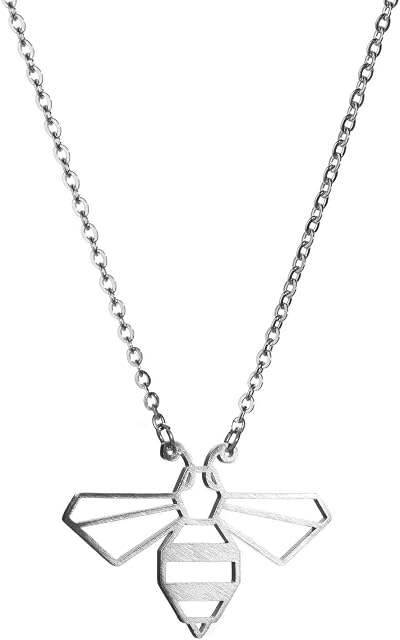 La Menagerie Bee Silver Origami Jewellery - Silver Geometric Chain Necklace  925 Sterling Plated Silver Necklaces for Women & Girls  Stylish Bee Pendant Necklace
