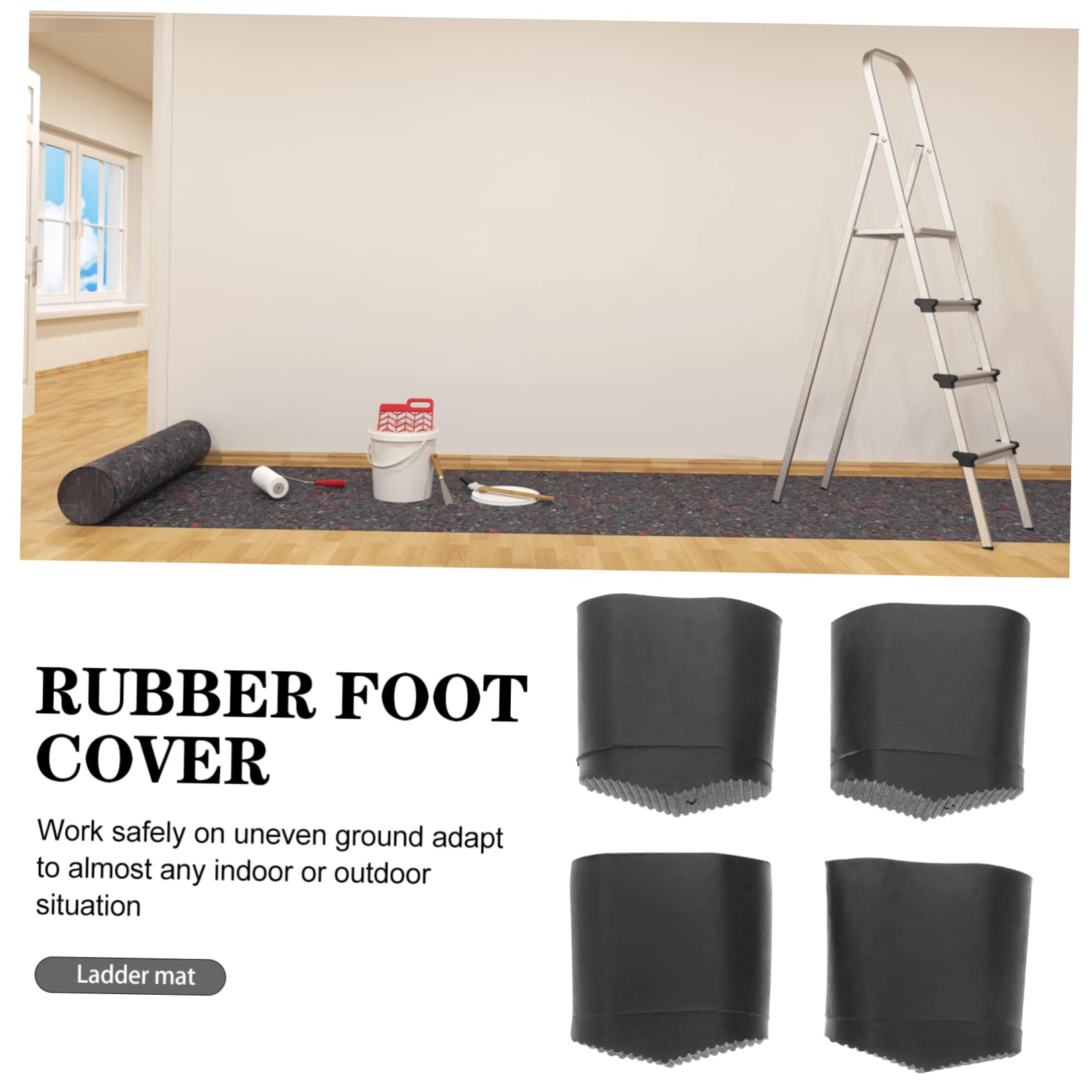 4-Pack Non-Slip Ladder Feet Protectors – Durable Silicone Covers For Extension Ladders, Floor Protection For Tile, Wood & Carpets