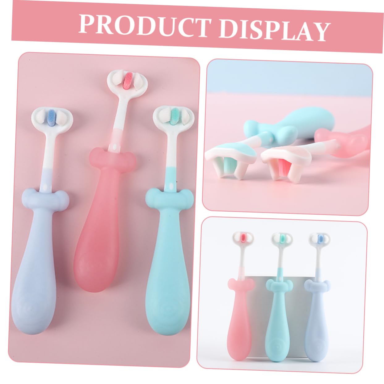 VICASKY 4 Set Spazzolini Per Setole Morbide E Antiscivolo Spazzolino Per Denti E Sicuro 3 Pezzi*4
