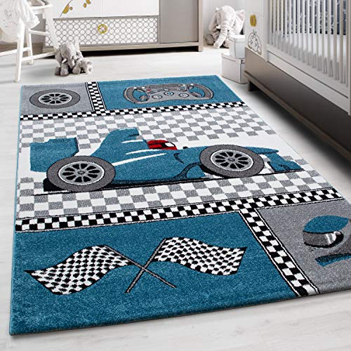 Teppium Tapis pour Enfants Motif Voitures de Course, Doux & Confortable pour Chambre de bébé, Salle de Jeux, Chambre d'enfants, Tapis à Poil Court Taille:...