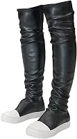 MOFEEDOUKA Women's Flat Thigh High Over-the-Knee Boots - Round Toe Booties with Comfort PU Leather & Anti-Skid Sole