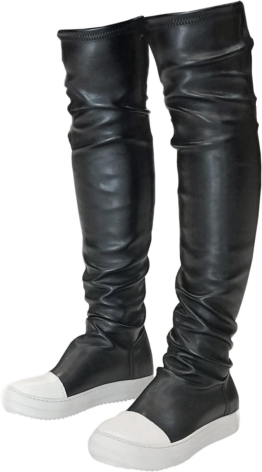 Thigh High Boots for Women Flat Over The Knee Round Toe Booties
