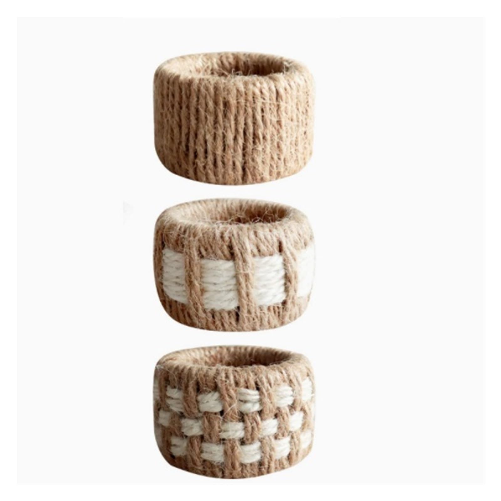 4Pcs Natural Jute Napkin Rings Handcrafted Burlap Cylinder Holders