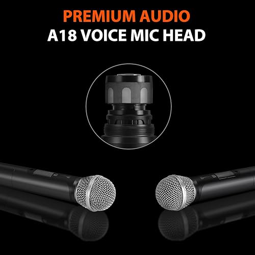 Miniatura 6 de Sistema de micrófonos inalámbricos de 4 canales, juego de micrófono inalámbrico Quad UHF, 4 grupos dinámicos de mano de metal, escaneo automático,