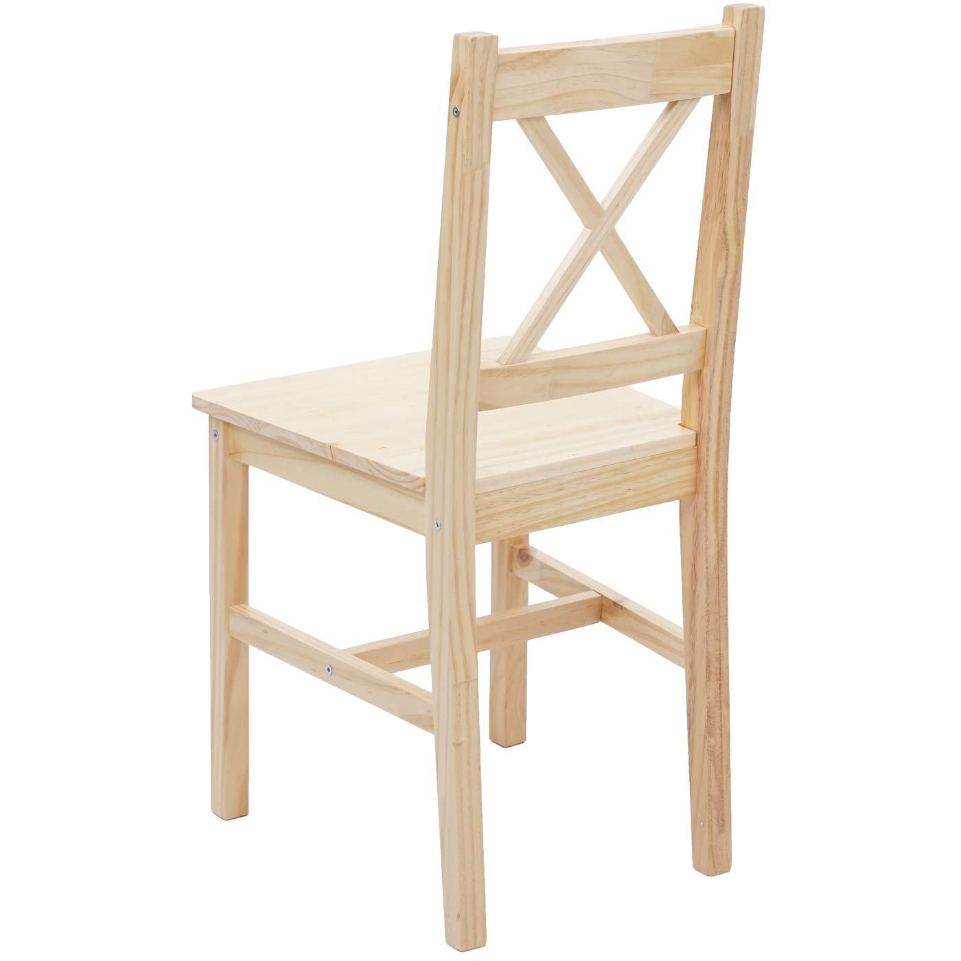 Mendler Juego de 2 sillas de comedor HWC-F77, sillas reclinables de cocina, madera maciza de pino barnizada