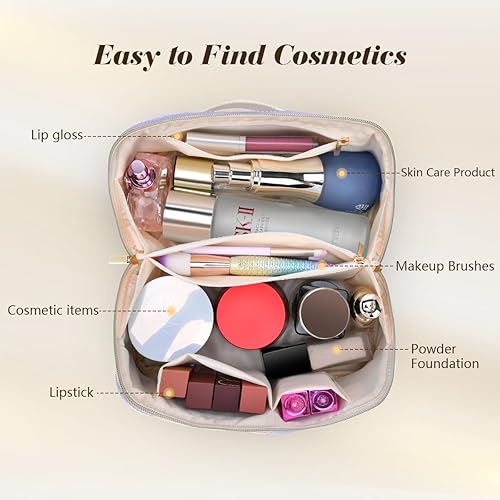 Miniatura 5 de DTBG Bolsa de cosméticos de viaje de gran capacidad, Púrpura, D Taza