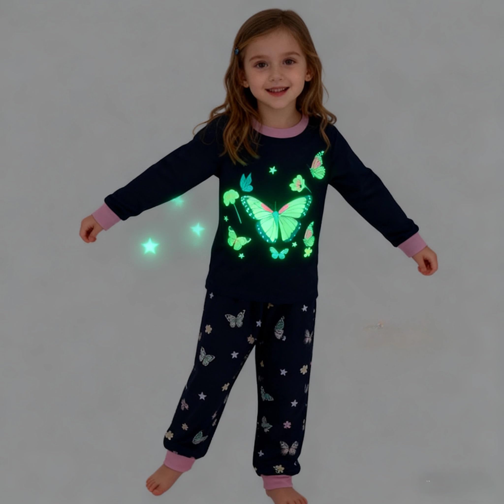 Mädchen Schlafanzug Kinder Pyjama Set Baumwolle Langarm Winter Einhorn Zweiteiliger 3-13 Jahre 98 104 110 116 122 128 134 140 146 152