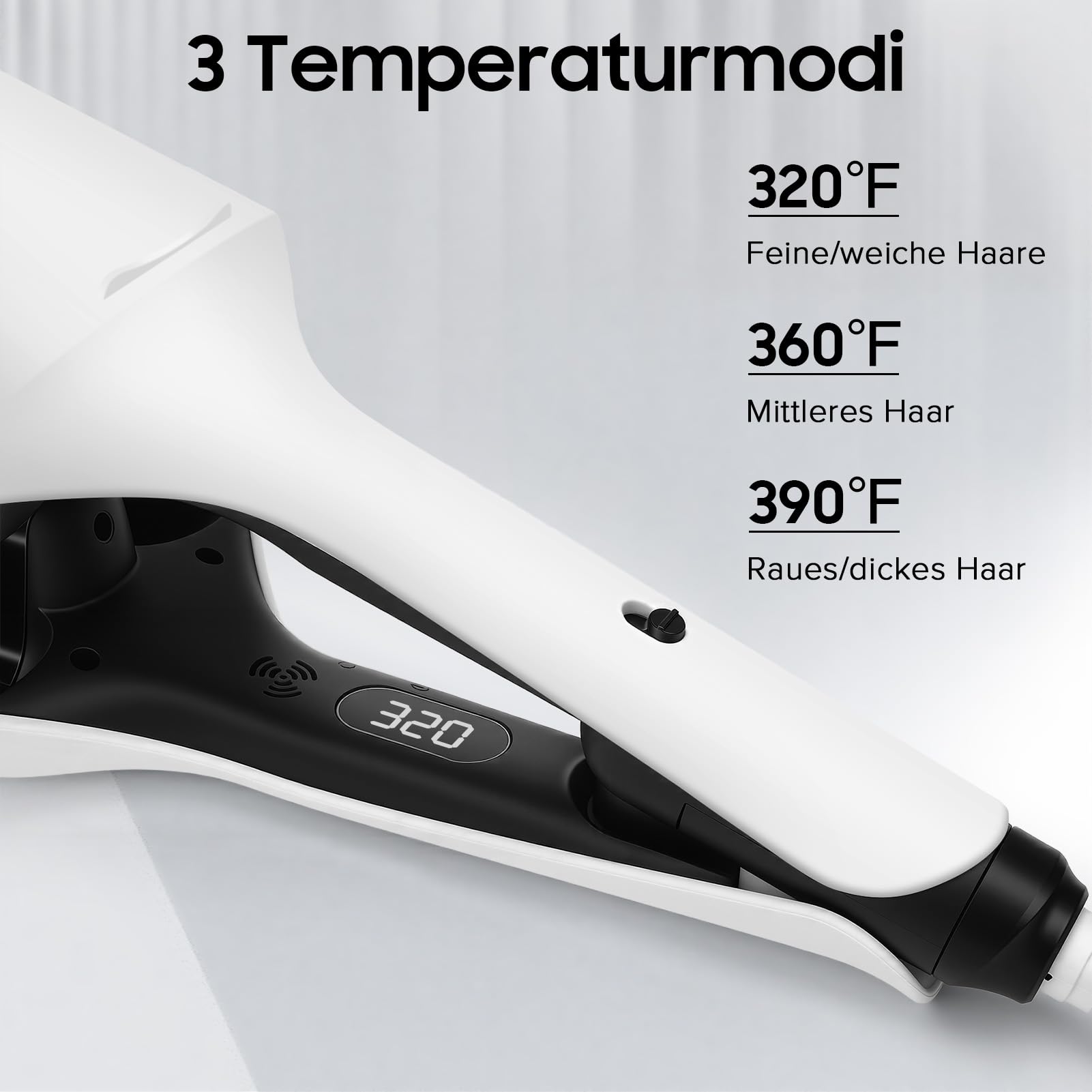 Welleneisen für Strandwellen & Locken – Keramik-Ionen Lockenstab mit 3-Tube-Design, 3 Temperaturstufen (160/180/200°C), 32mm, 138W, für Anfänger geeignet