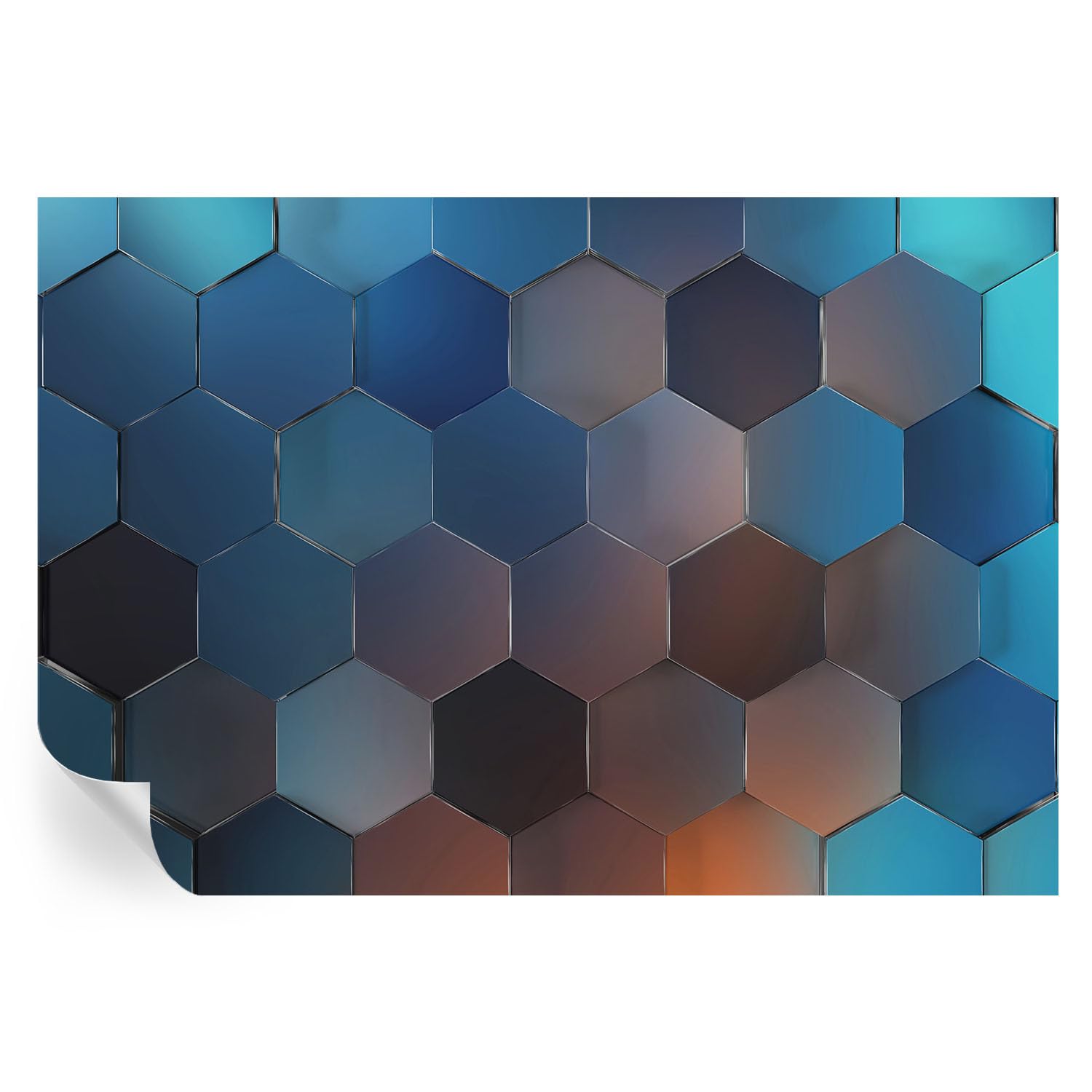 Murales de pared con hexágonos azules de 152x104 cm para salones modernos