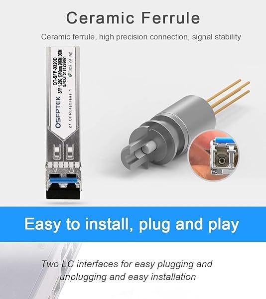 QSFPTEK Gigabit SFP Modulo 1310nm 10km DDM LC Monomodale Mini GBIC 1000BASE LXLH Transceiver per Cisco GLC LH SMDGLC LX SM RGD Ubiquiti UF SM 1G Netgear Mikrotik Altri Switch Aperti