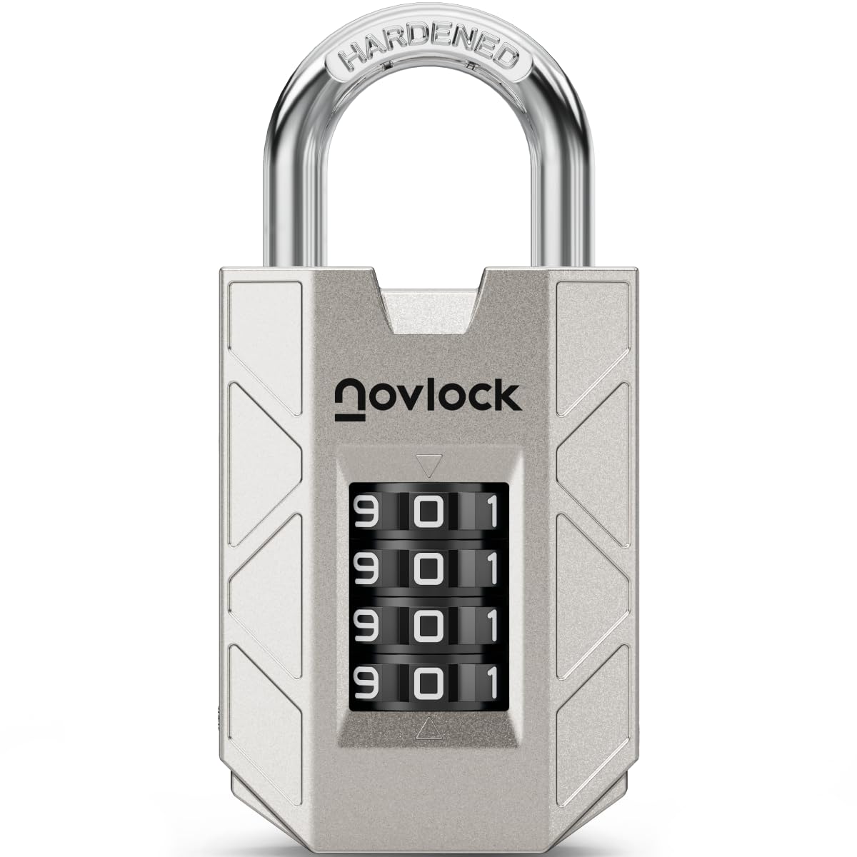 NOVLOCK Combination Padlock โ Sturdy & Secure 4-Digit Lock with Code for Gym, School & Work Lockers, Cabinets, Toolboxes, Sheds & Fences โ 1-Pack, Silver