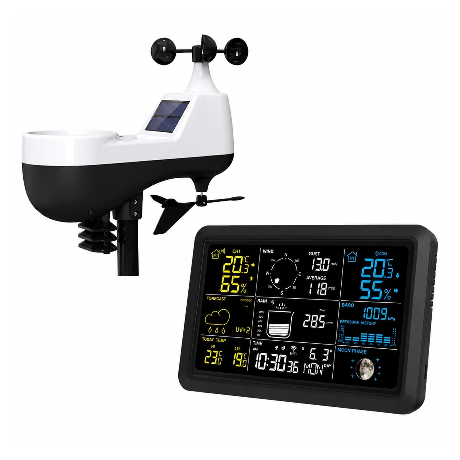 Deszczomierz, Stacja Pogodowa Wi-Fi Higrometr Termometr 5107wifi(Black)