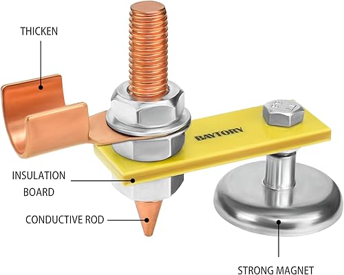 Miniatura 6 de BAYTORY - Abrazaderas de soporte de soldadura magnética mejoradas, herramienta de abrazadera de tierra, cabeza de imán de soldadura de fuerte