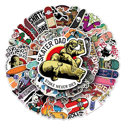 Affoto Skateboarding Aufkleber für Laptop (50 PCS),Geschenk für Kinder Jugendliche Erwachsene Jungen,Skate Stickers Wasserdicht Vinyl Aufkleber für Scrapbook,Skateboard,Auto,Gepäck