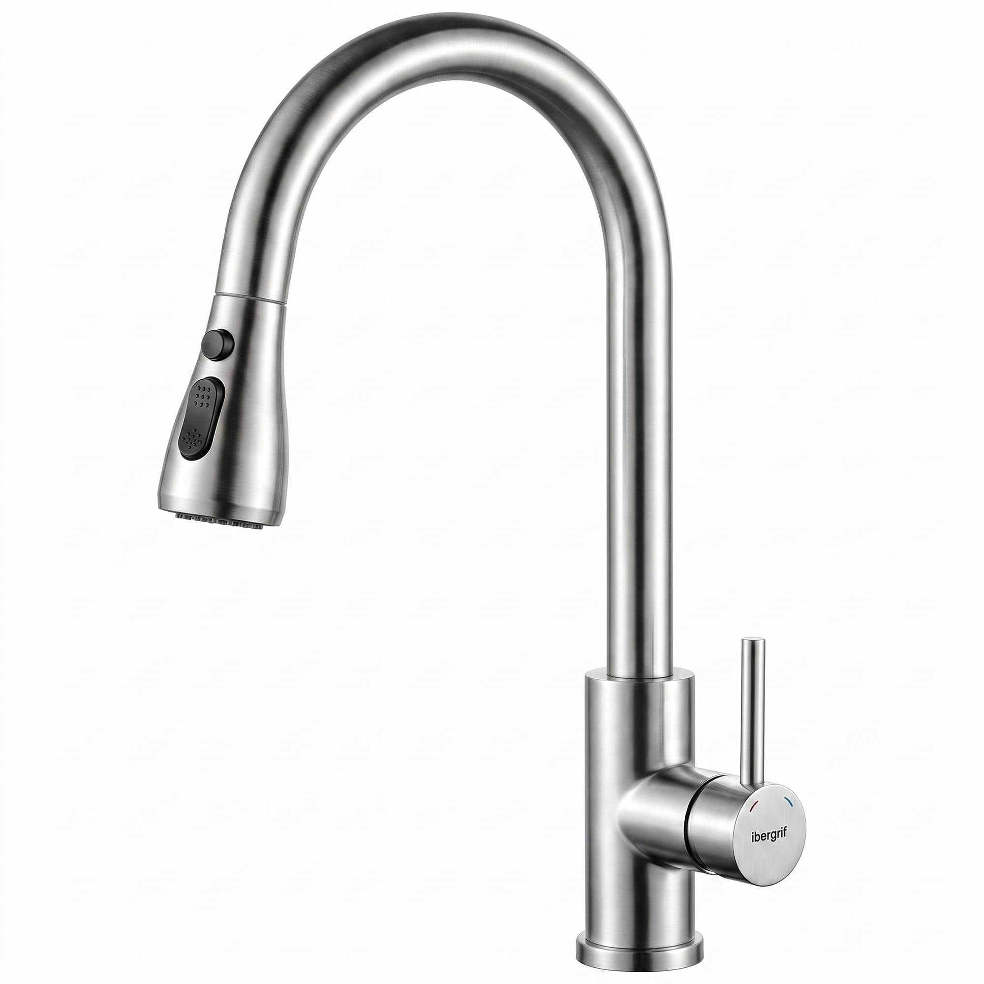 Ibergrif M22137 Grifo Cocina Extraíble de Acero Inoxidable Cepillado