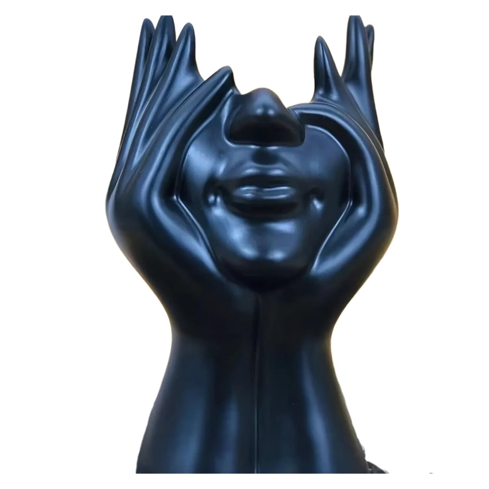 XUCZHAI Creative Office Pen Holder Organizer Home Face Decoration Vase Desktop Eyebrow Makeup Brush Art Sculpture Ornament(Black)