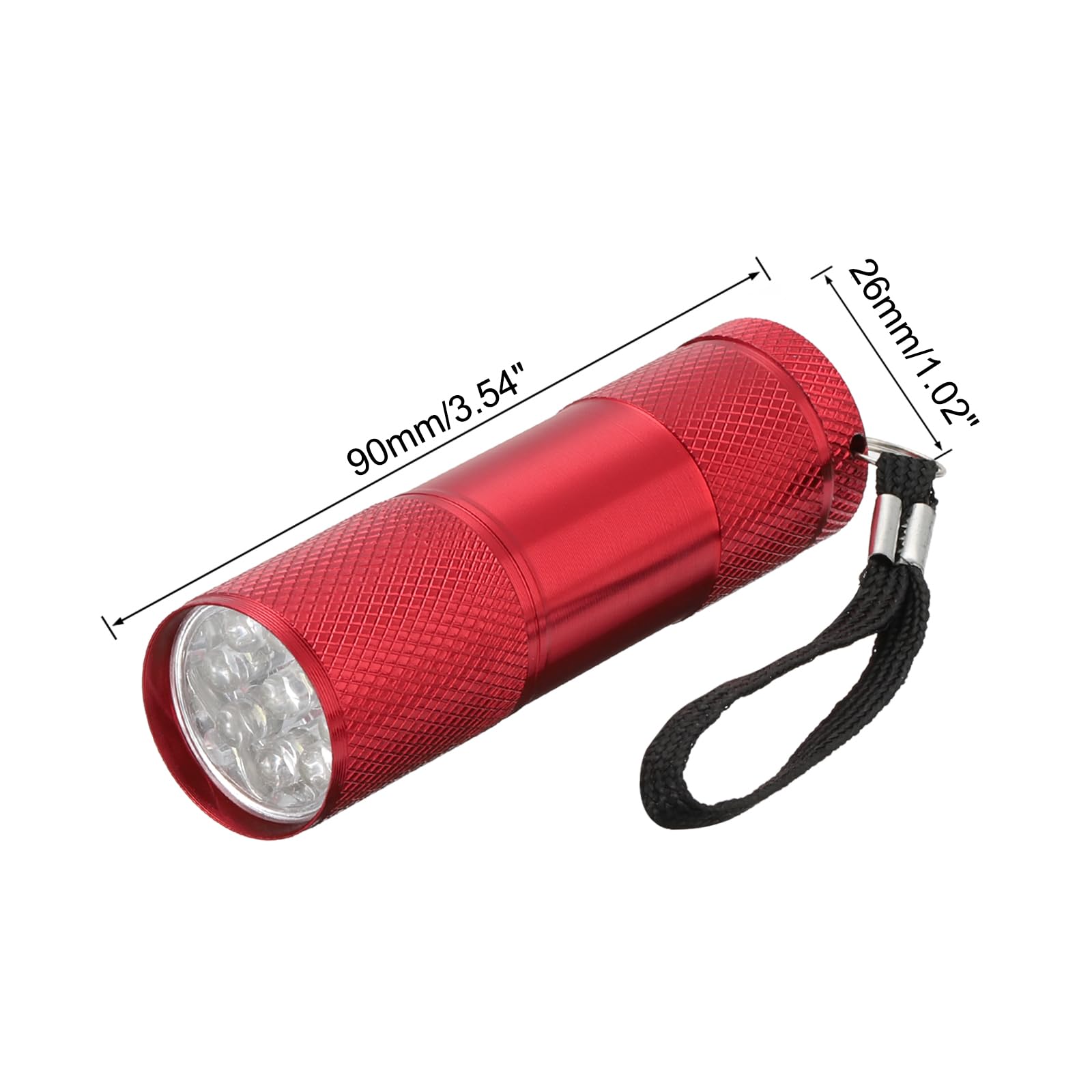 PATIKIL 9 LED Mini Flashlights, Aluminum Pocket Flashlight Torch with Lanyard for Camping Hiking, Outdoor Emergencies, Red - Image 2