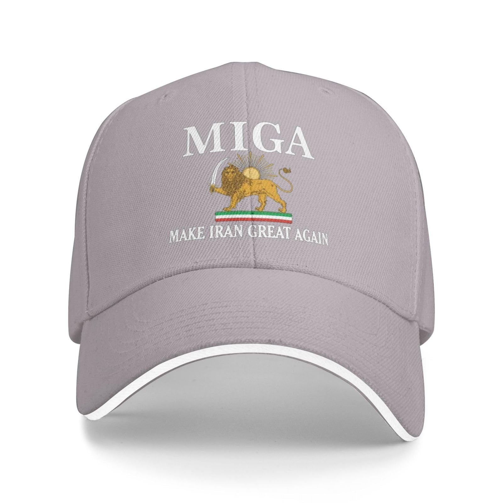 Hlbsdm Unisex Gray Make Iran Great Again Hat Old Iran Persian Flag Lion Sun Caps Mesh Cap For Men Women