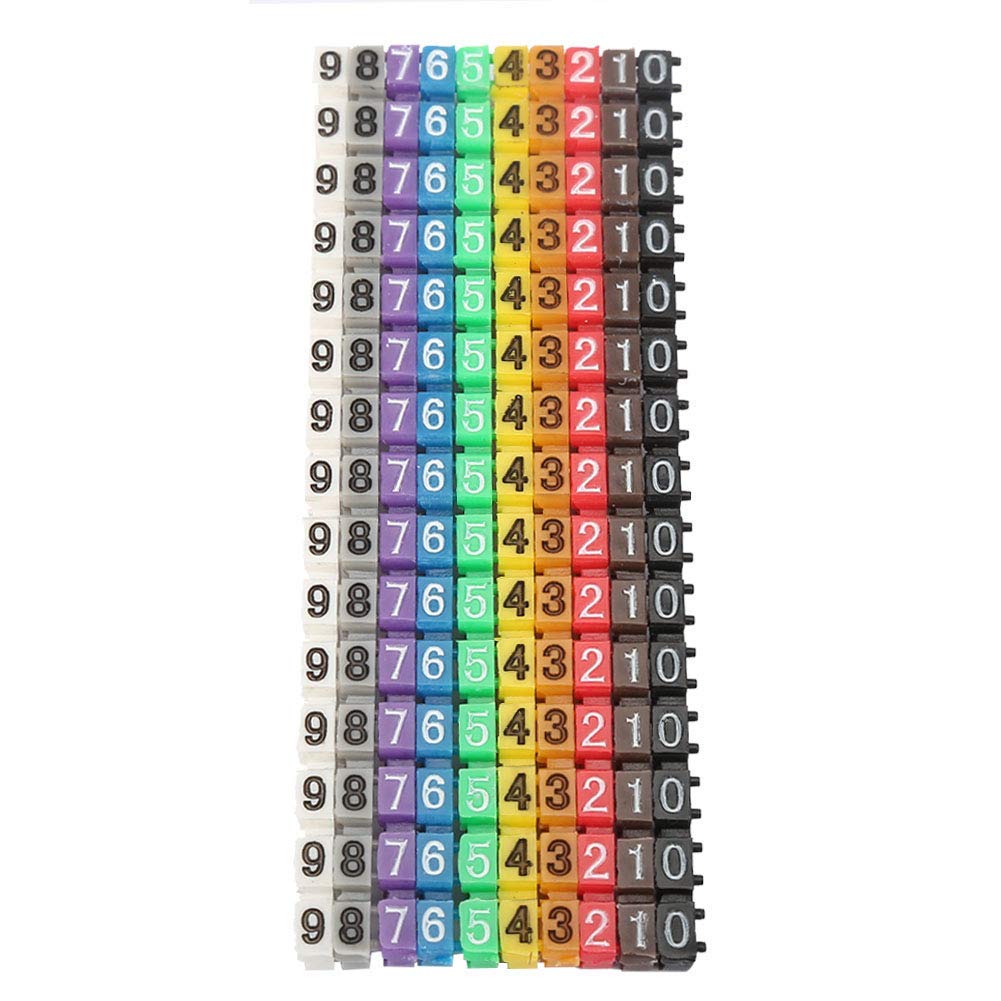 100/150 Szt. 1.5/2.5/4/6mm² Numeracja Drutu Znacznik Cyfrowy Numer Rury Znaczniki Drutu Etykieta Rura Znacznik Kablowy Kolorowy Numer Drutu(150 szt. -1,5 mm 1,5 kwadratowy)