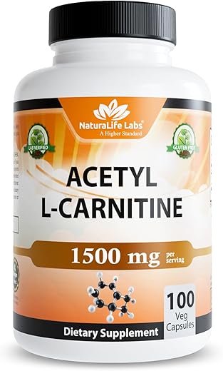 Acetyl L-Carnitine 1,500 mg High Potency Supports Natural Energy Production, Sports Nutrition, Supports Memory/Focus – 100 Veggie Capsules
