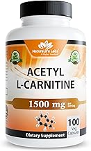 Acetyl L-Carnitine (ALCAR) 1500 mg per Serving – 100 Capsules – Non-GMO, Gluten-Free, Vegan