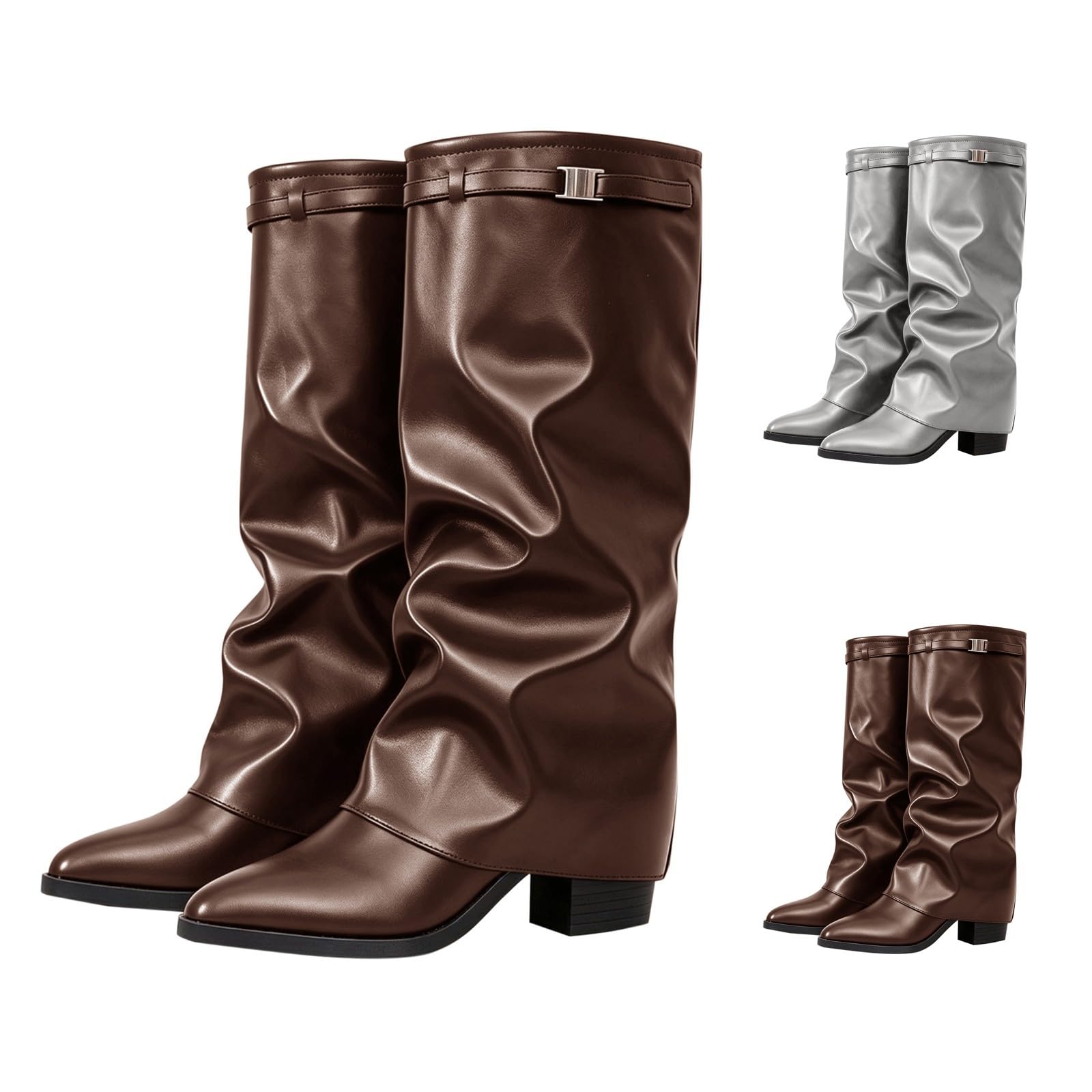 Bottes montantes au genou pour femme avec talon bloc Shark Boots