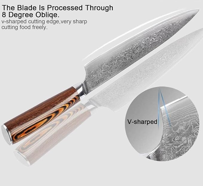 Set Cuchillos Cocina 3 Piezas Acero Inoxidable Madera miniatura 5