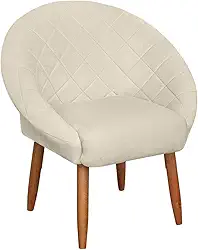 Poltrona Cadeira para Recepção sala de estar Sala de Leitura resistente reforçada tecido veludo pés madeira MOBLAN decor (1, Bege)