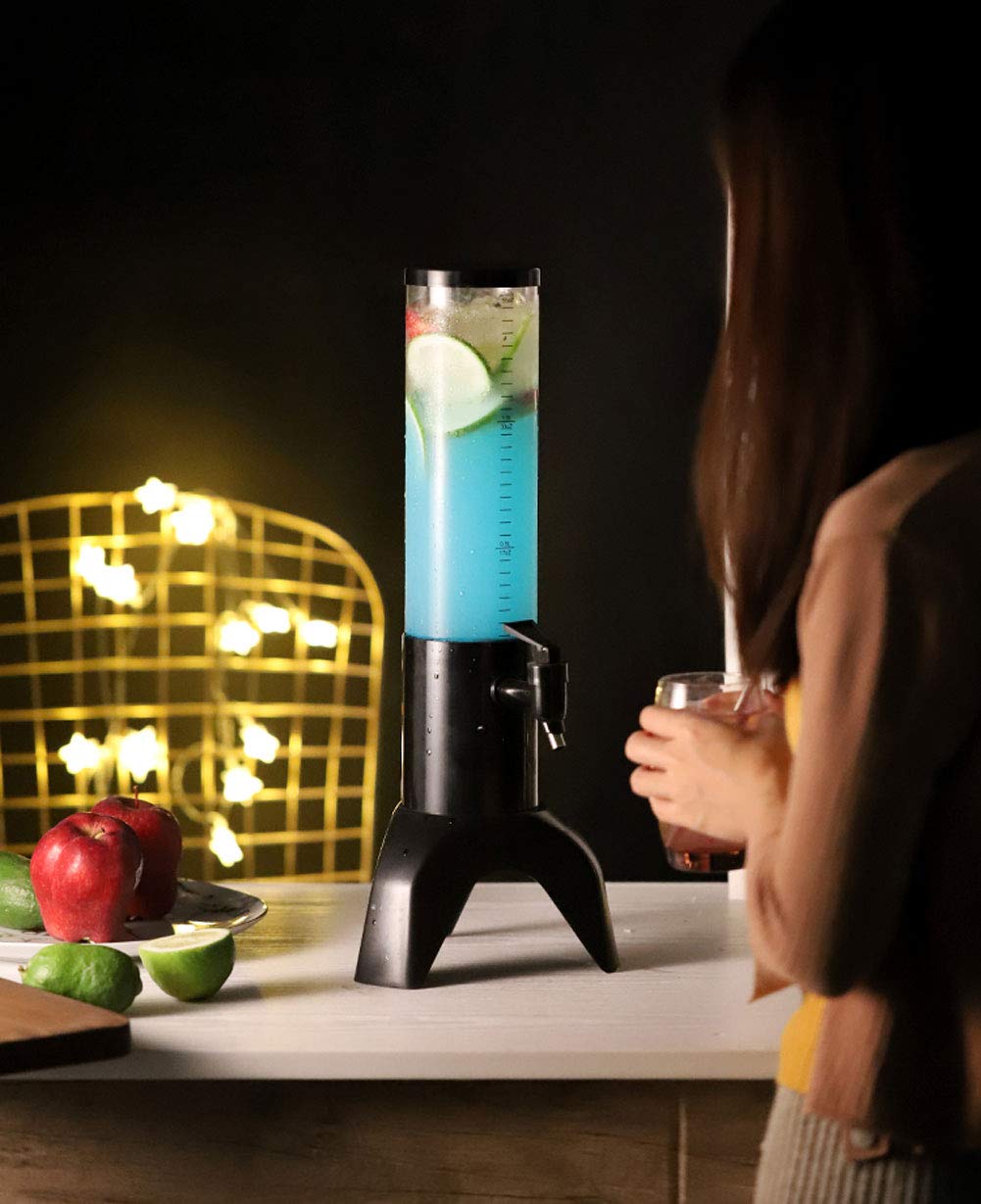 Dispensador Agua, dispensador Torre Cerveza con Grifo, dispensador Bebidas con núcleo Hielo, Transparente