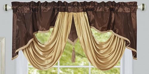 GOHD Valarie Fancy Window Valance. 54 x 18 pulgadas. Tela de tafetán con festón de satén suave. Añade un toque real de lujo a tu hogar. (turquesa) disponible en Yaxa Colombia