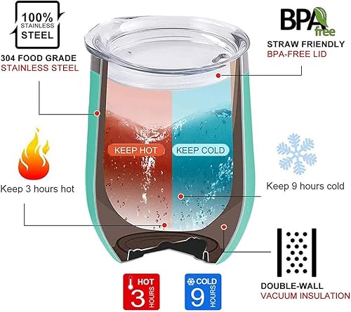 Miniatura 2 de Supernatural Merchandise - Vaso de vino de 12 onzas con tapa de acero inoxidable al vacío, taza de café de acero inoxidable, idea de regalo de