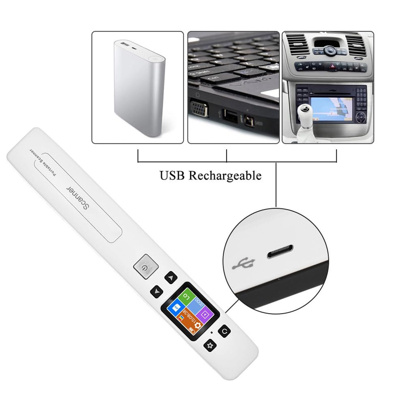 Scanner fotografico portatile, 300/600/1050 DPI, design compatto, LCD a colori da 1,8 pollici, nessun driver richiesto, grande stoccaggio, batteria al litio integrata