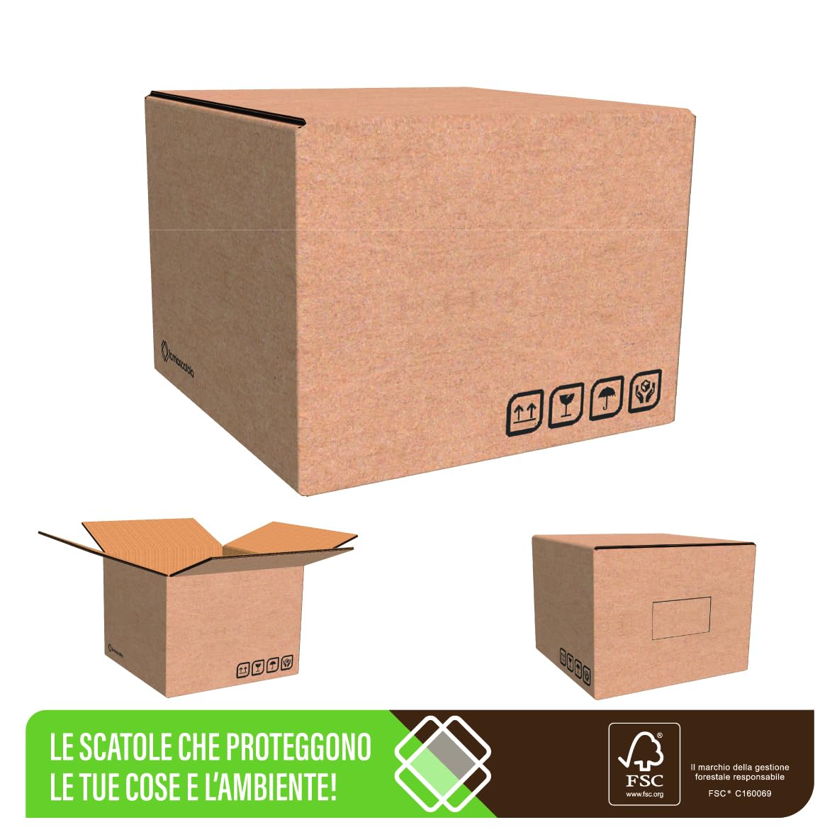 LA MIA SCATOLA - Scatole di Cartone Doppia Onda, 50x30x35 cm, Confezione da 15 Pezzi, Resistenti per Trasloco e Imballaggio FSC® MIX CERT. SGSCH-COC-090125