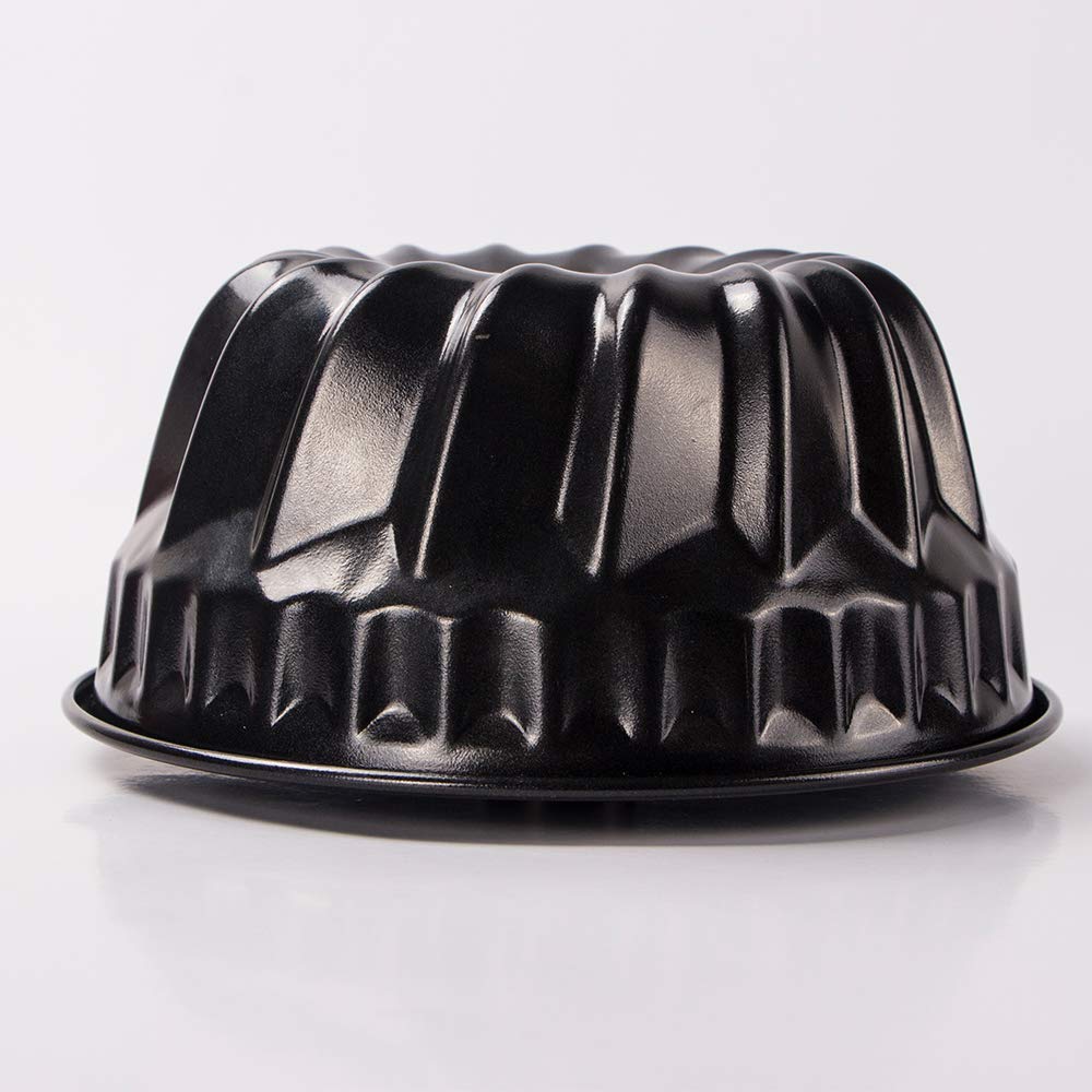webake Stampo Ciambella Gugelhupf Alluminio Pressofuso Antiaderente Teglia da Forno per Torte per Tubo con Swirl Incisione Stampo per Torte Pane - Nero