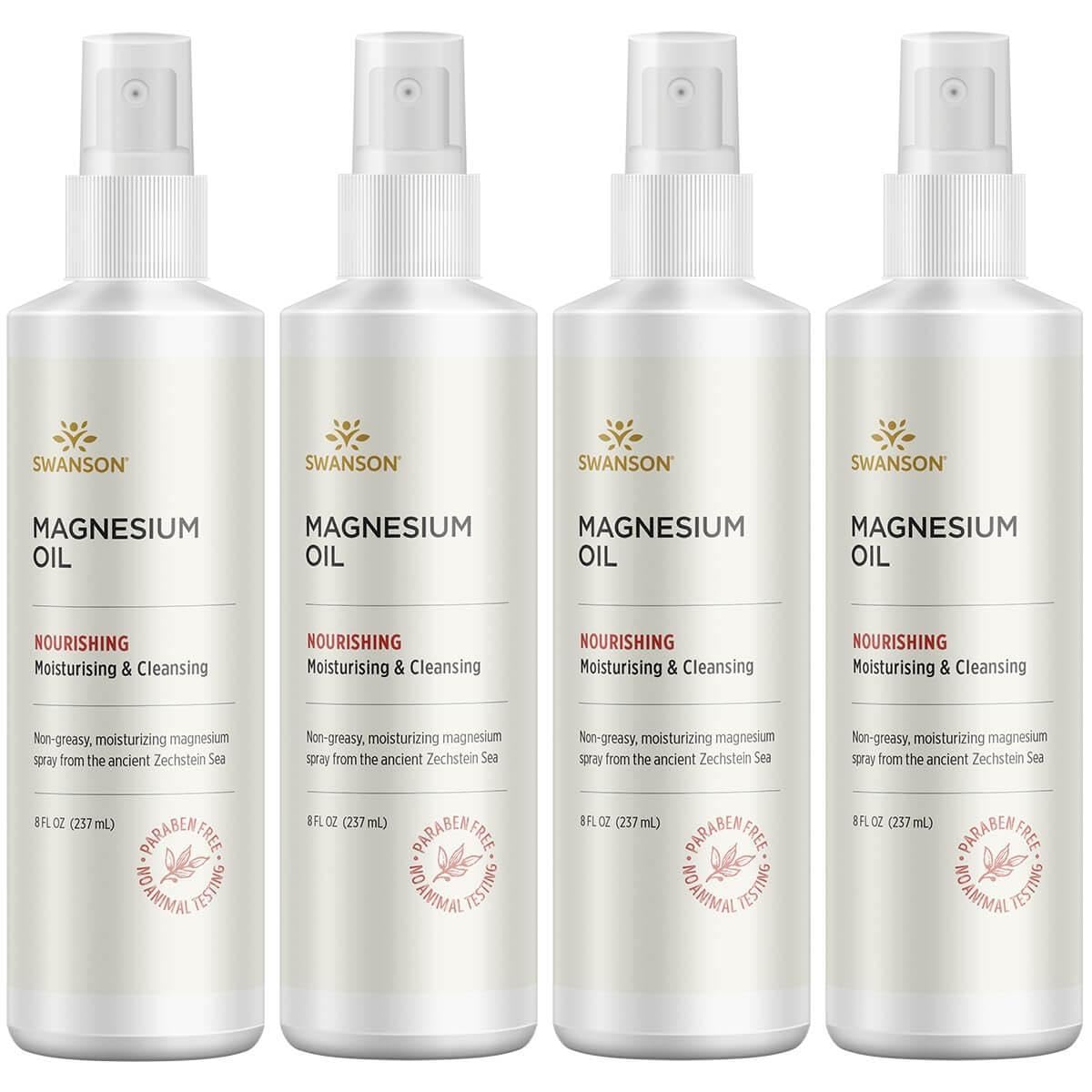 Magnesium Oil Spray Zechstein Magnesium Soothes Muscles Nourishes Skin Stress Relief Sleep Rapid Absorption Dr. Barbara Hendel's Formula 8 fl oz (237 ml) Liquid (4 Pack)