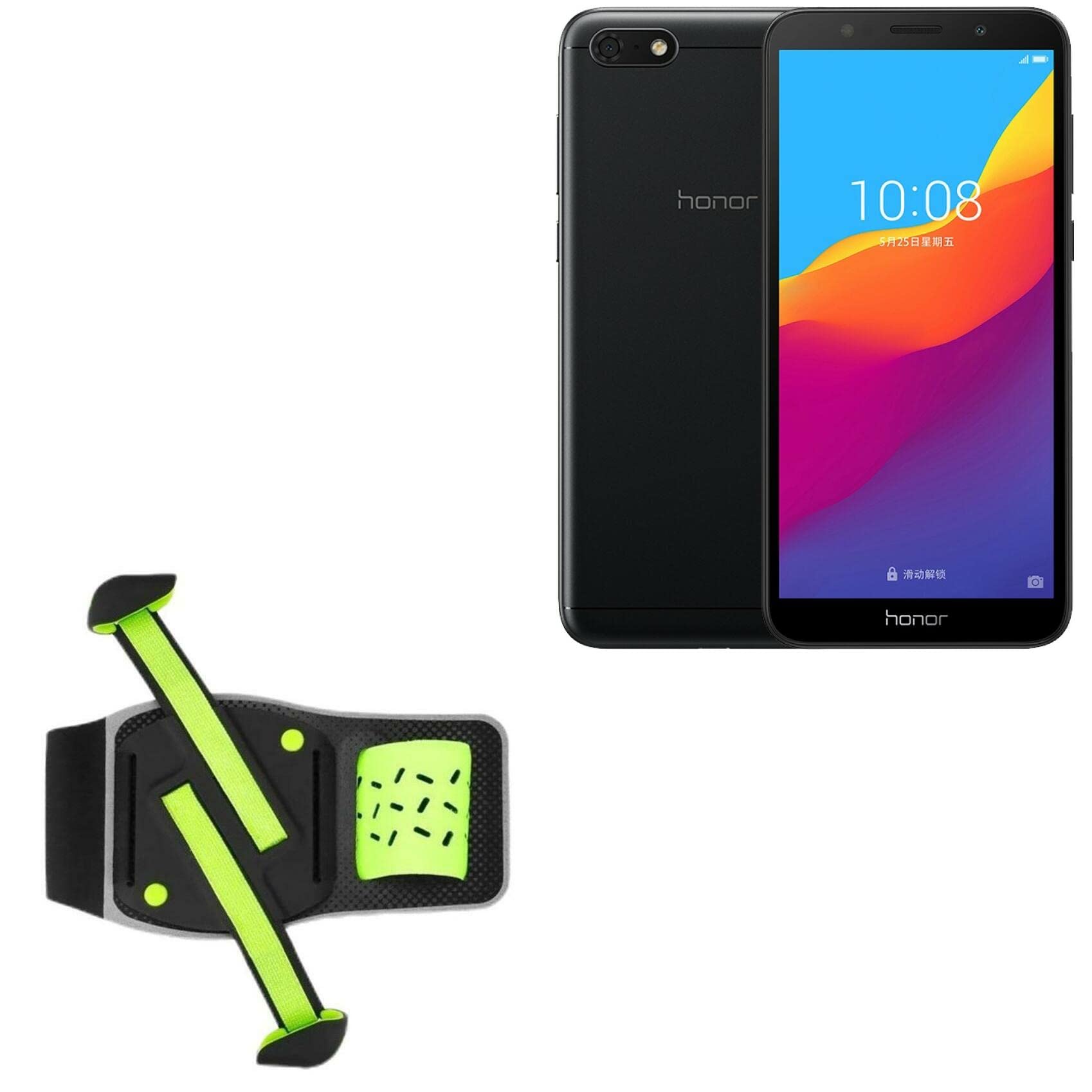 BoxWave Holster Compatible with Honor 7S - FlexSport Armband, Adjustable Armband for Workout and Running - Stark Green