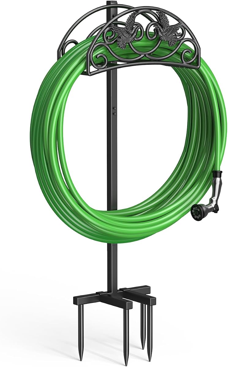 Garden Hose Holder, Detachable Metal, Heavy Duty Freestanding Outside | Water Hose Holder Stand Garden Hose Reel Rack and Hose Storage Organizer for Outside Yard