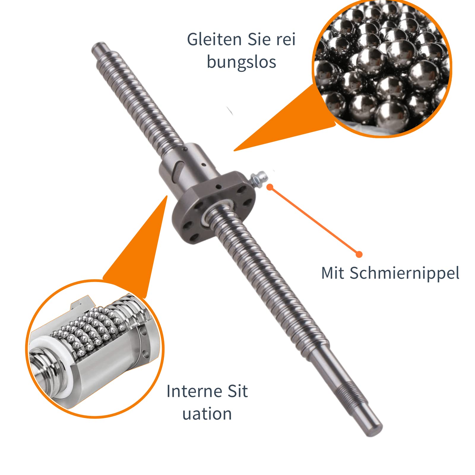 SFU1605 - Mandrino a sfera, 1200 mm, in acciaio inox