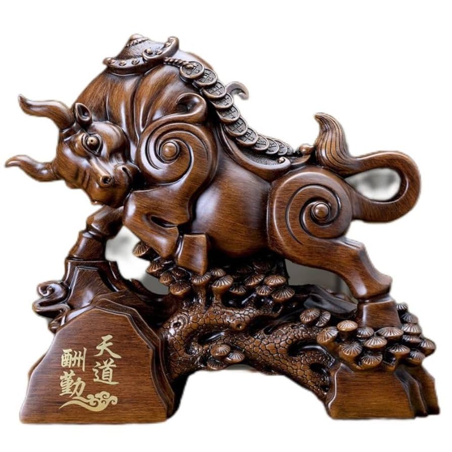Amazon.com: Thcbme 招财牛摆件天道酬勤风水牛摆设办公室公司