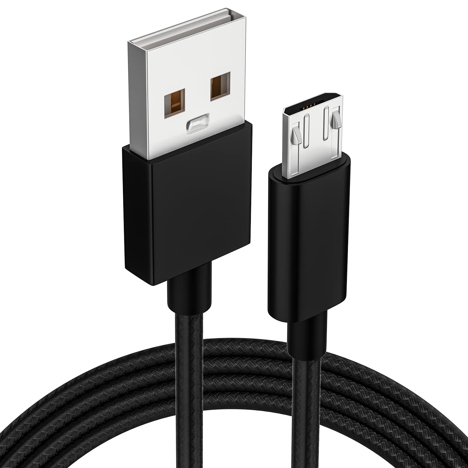 D & K Exclusives Micro USB Cable 10FT Android Charger Cable Long Braided Fast Charging Sync Cord Compatible with Galaxy S7 S6 Edge, Kindle, Android Smartphones, Tablets, E-Reader, Pro/Slim, Black