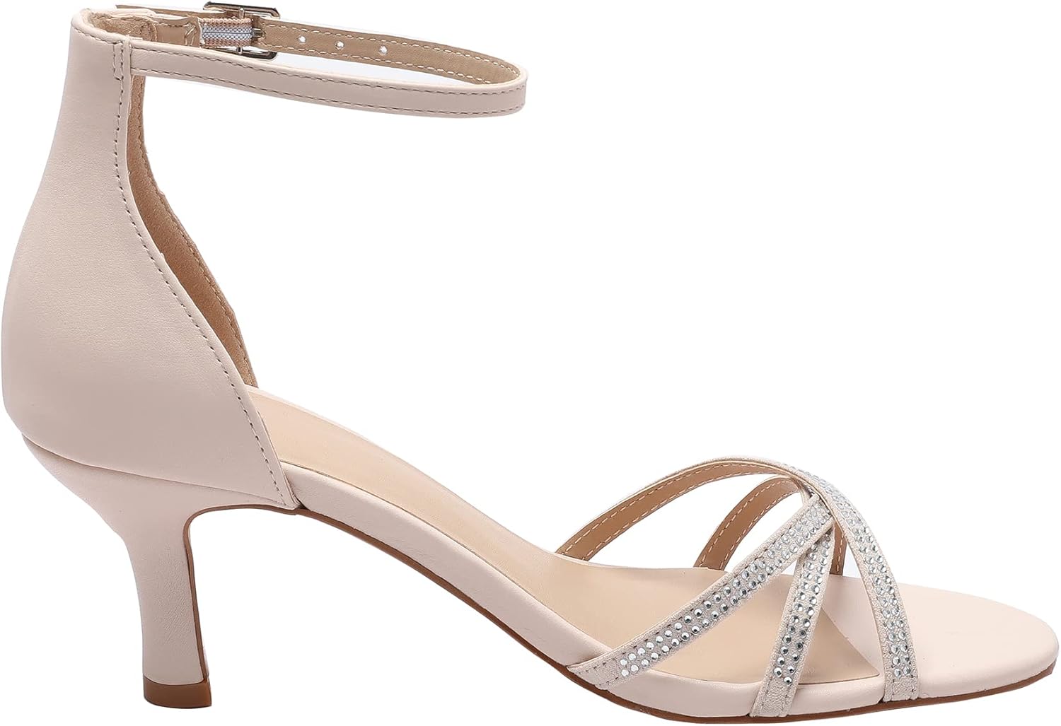 YZ Women's Low Kitten Stilettos Open Toe Pump Heel Sandals with Ankle Strap - Image 6