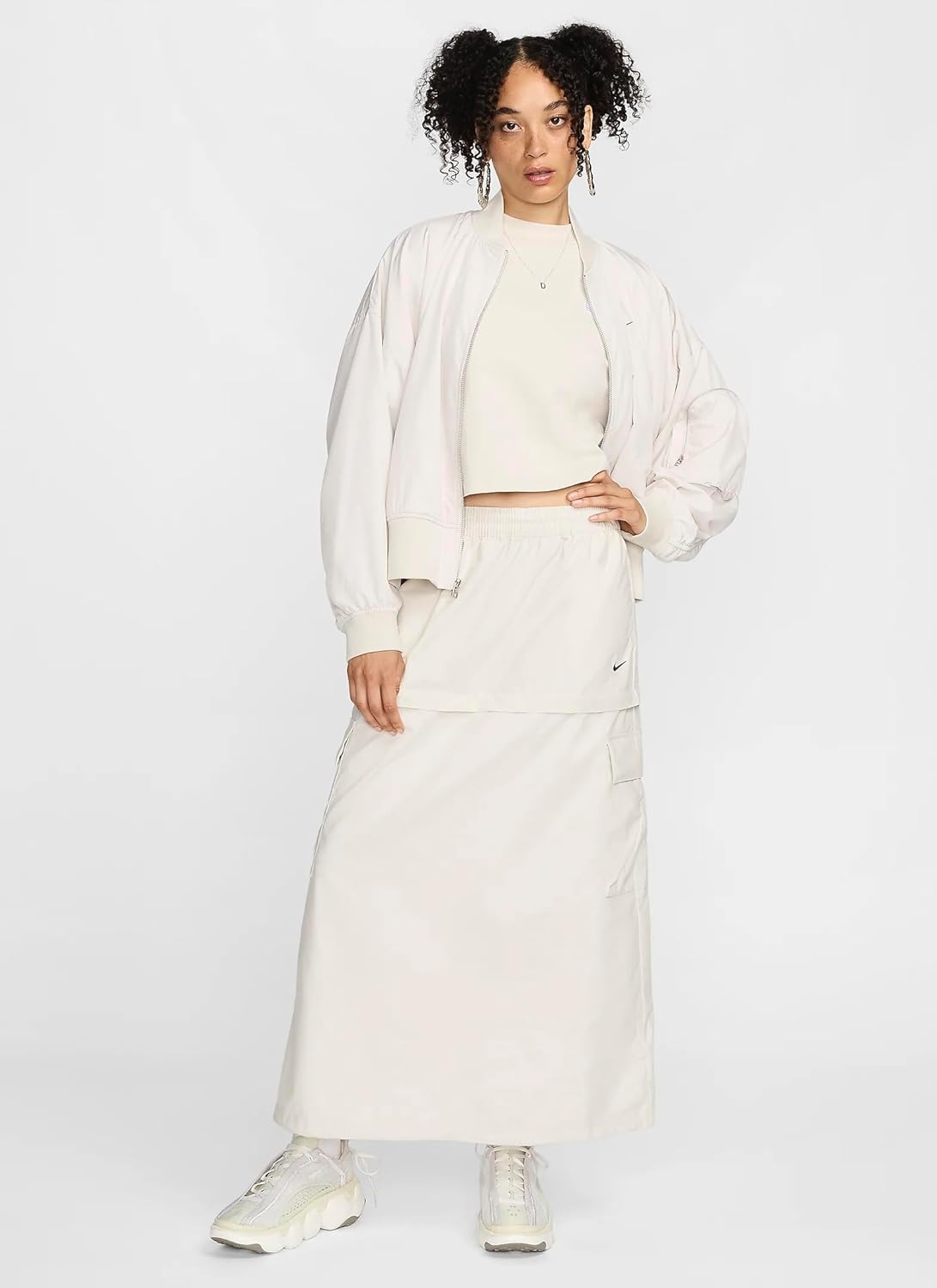 Nike Sportswear Essential Women's Mid-Rise Woven Cargo Midi Skirt, Light Orewood Brown/Black, Small