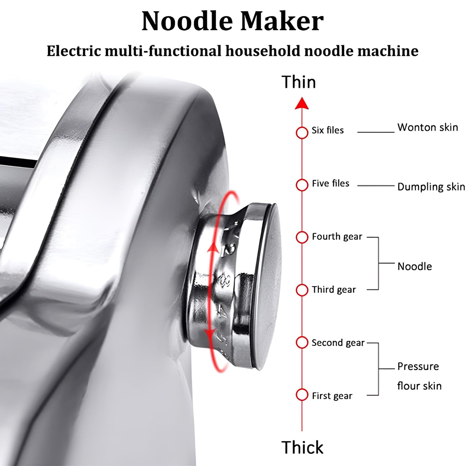 Máquina eléctrica para hacer fideos, cortador de masa comercial de acero inoxidable, colgador de fideos con rodillo para albóndigas, máquina cortadora de fideos con rodillo de espagueti OneKnife