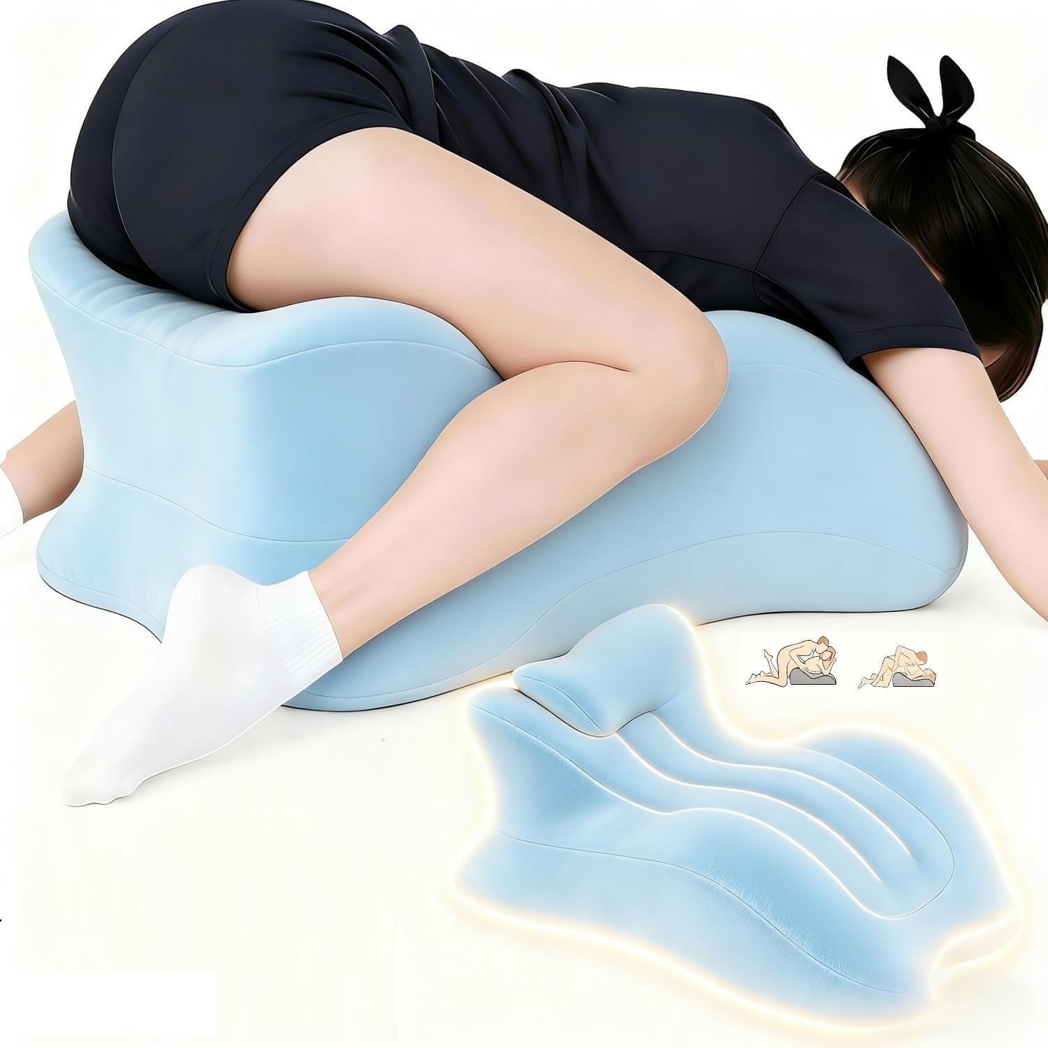 Large Body Pillow, Couples Pillow,27°Angle Perfect Position Ergonomic Contoured Support, Multi-Functional Memory Foam Wedge Back Support, Prone Pillow for Sleeping,Reading,Massage sex pillow sex pillo